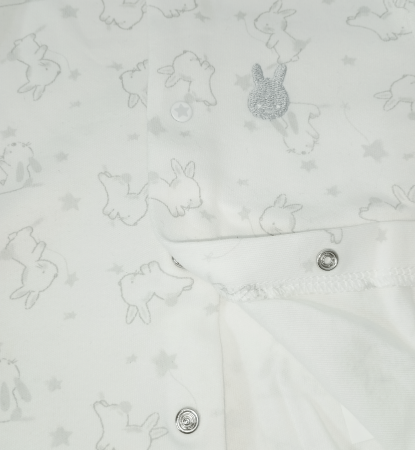 Pijama lunga bebe, OVS, iepurasi, pantaloni lungi cu picior si bluza cu capse, Bumbac, [5]