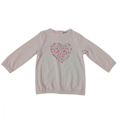 Pijama lunga fete, OVS, Floricele, Bumbac organic, Roz, 6-9 luni [4]