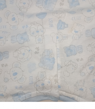 Pijama scurta baieti, OVS, imprimeu animale, Bumbac organic, Albastru, 80 CM, 12-18 luni [2]