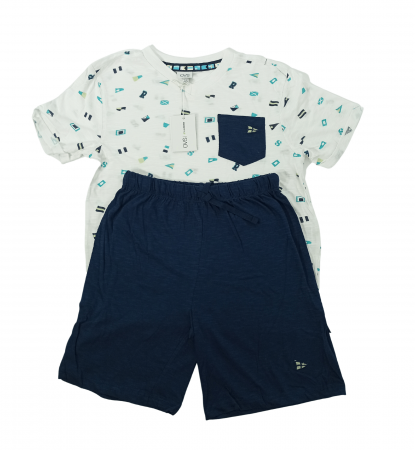 Pijamale copii - Pijama scurta baieti, OVS, imprimeu grafic , Bumbac organic,
