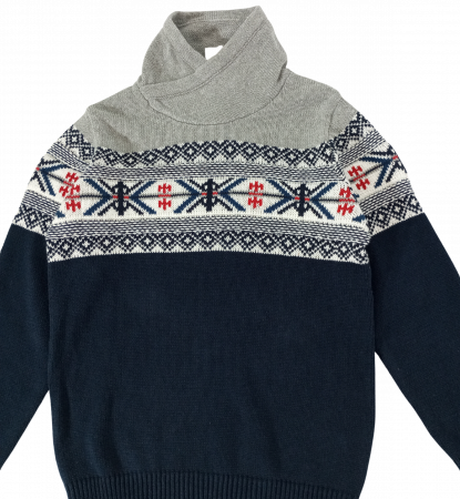 Pulover tricotat băieți OVS - Model Romboid, Guler Înalt Petrecut, Bumbac și Acril, Multicolor, 116-122 cm [2]
