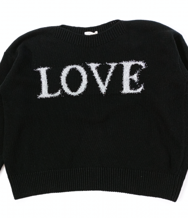 Pulover tricotat fete, OVS, LOVE - fir argintiu, bumbac gros, 10-11 ani [1]