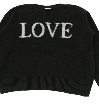Pulover tricotat fete, OVS, LOVE - fir argintiu, bumbac gros, 10-11 ani [3]