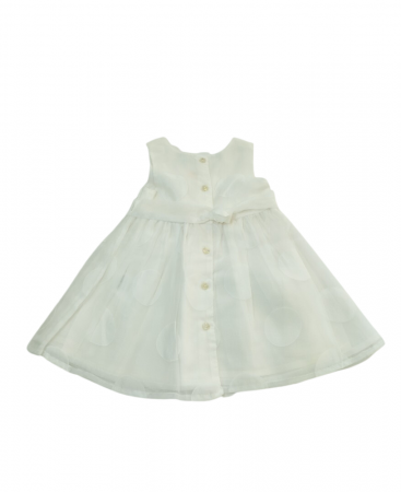 Rochii fete - Rochie fete, OVS, fara maneci cu buline, tutu si nasturi la spate, poliester si viscoza, Alb, 12-18 luni, 80 cm
