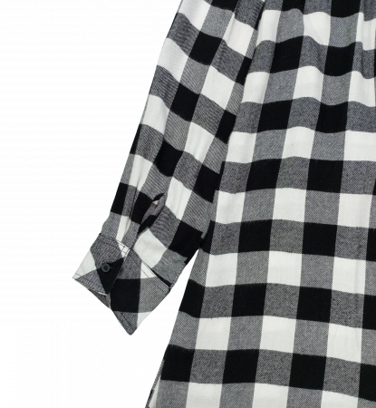 Rochie lunga stil camasa, Justice, carouri, viscoza, Alb si negru, 16 ani [5]