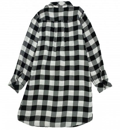 Rochie lunga stil camasa, Justice, carouri, viscoza, Alb si negru, 16 ani [4]