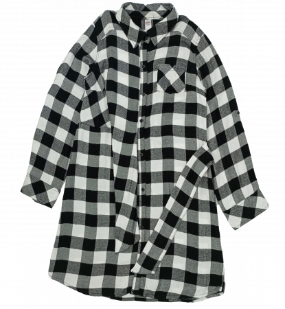 Rochii fete - Rochie lunga stil camasa, Justice, carouri, viscoza, Alb si negru, 16 ani