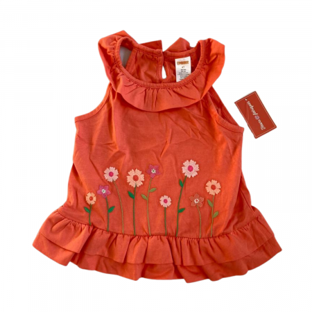 Rochii fete - Rochita cu volanase pentru fete, GYMBOREE, floricele brodate, bumbac, Rosu deschis, 86 cm, 12-18 luni