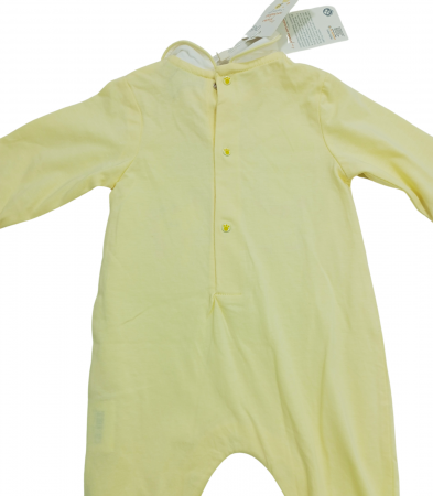 Salopeta bebe intreaga cu guler, OVS, broderie cu animale, Bumbac, Galben, 56 CM, 1-3 luni [1]