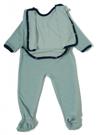 Salopeta flausata cu maneca lunga, Petit Bateau, dungi, bumbac si poliester, [4]