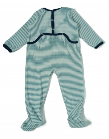 Salopeta flausata cu maneca lunga, Petit Bateau, dungi, bumbac si poliester, [2]