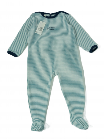 Salopeta flausata cu maneca lunga, Petit Bateau, dungi, bumbac si poliester, [5]