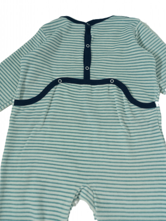 Salopeta flausata cu maneca lunga, Petit Bateau, dungi, bumbac si poliester, [3]