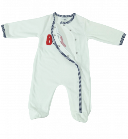 Salopeta intreaga flausata baieti, OVS, broderie Little Boy, Bumbac si poliester, 6-9 luni [2]