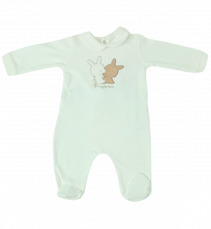 Salopete copii - Salopeta intreaga bebe, OVS, broderie cu animale, Bumbac organic,