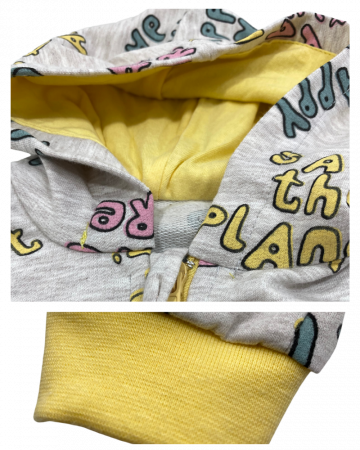 Salopeta copii crem cu scris multicolor 6-9 luni - Happy days [1]