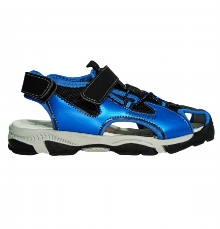 Sandale copii - Sandale inchise baieti, Mikelo Shoes, Black scratch sandal, piele ecologica,