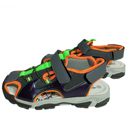 Sandale inchise baieti, Mikelo Shoes, Grey scratch sandal, piele ecologica, [8]