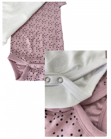 Set 2 body fete cu mÃ¢neca scurta mov cu alb 74 cm [1]