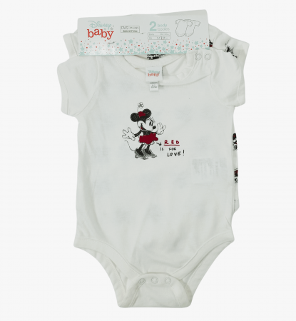 Body-uri copii - Set 2 Body fete OVS, Disney - Minnie & Mickey Mouse, Bumbac BIO, nou nascut,