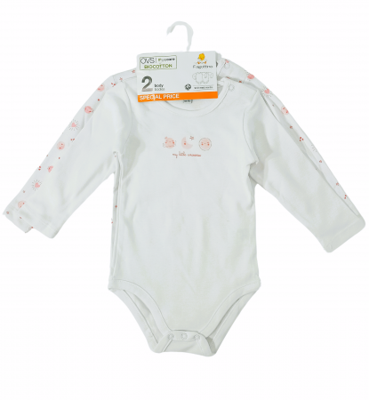 Body-uri copii - Set 2 body fete, OVS, My little universe, Bumbac organic, 9-12 luni