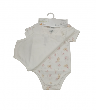 Body-uri copii - Set 2 body nou-nascut, OVS, imprimeu grafic, Bumbac organic,