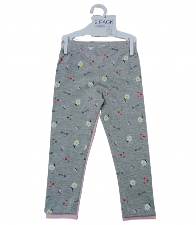 Set 2 colanti pentru fete, OVS, Leggings, imprimeu floral , Bumbac organic, Multicolor, 98 cm, 2-3 ani [2]