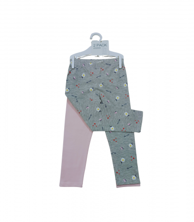 Imbracaminte copii - Set 2 colanti pentru fete, OVS, Leggings, imprimeu floral , Bumbac organic, Multicolor, 98 cm, 2-3 ani