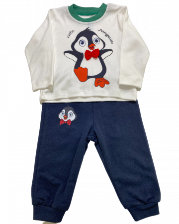 Compleuri copii - Set 2 piese bÄƒieÈ›i bluza si pantaloni - Cute penguin