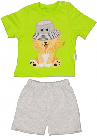 Compleuri copii - Set 2 piese baieti, Minice, Cool lion, Bumbac, Verde deschis, 86 CM, 18 luni