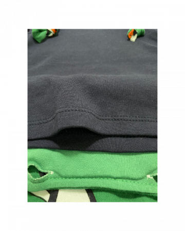 Set 2 piese baieti salopeta si bluza verde cu imprimeu cu pinguin [2]
