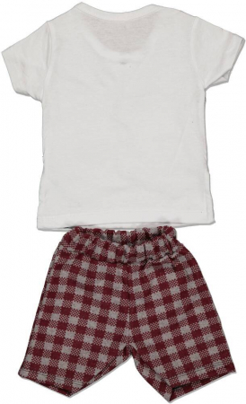 Set 2 piese baieti, Ronix, tricou-vesta si pantaloni scurti, Bumbac, Visiniu, 68 cm, 6-9 luni [1]