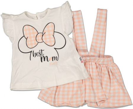 Set 2 piese, fete, Wood Baby, Best mom ever, Bumbac,Roz pudrat, 80 cm, 12 luni [1]