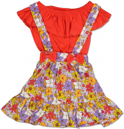 Imbracaminte copii - Compleu fete din 2 piese, Deco Sport, Flower power, Bumbac, 