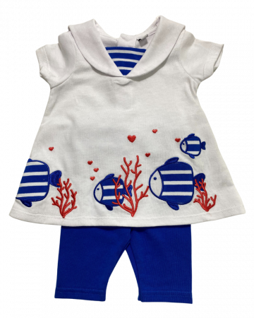 Compleuri copii - Set 2 piese fete pantaloni si tricou rochita - Pestisori
