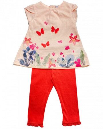 Compleuri copii - Set 2 piese fete tricou rochita si pantaloni - Butterflies