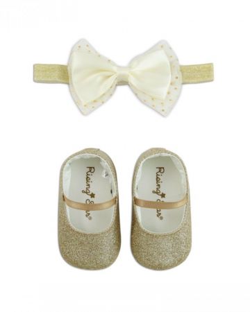 Accesorii - Set cutie cadou Rising Star Baby Girls, funda aurie, 6-12 luni