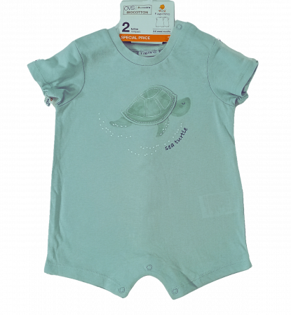 Salopete copii - Set 2 salopete bebelusi, OVS, Sea Turtle, Bumbac organic, 3-6 luni