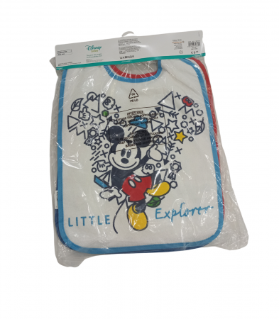 Accesorii - Set 3 bavete cu licenta, Disney, Mickey Mouse, bumbac/poliester, Multicolor, 27 x 35 CM