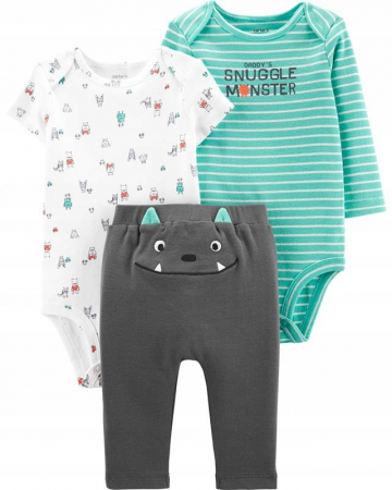 Compleuri copii - Set body 3 piese, Carter's, daddy's snuggle monster, Bumbac,