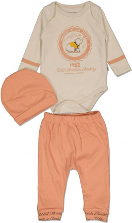 Imbracaminte copii - Set 3 piese baieti, Miniworld, Master of the slopes - urs polar, Bumbac, Beige, 62-68 CM, 3-6 luni
