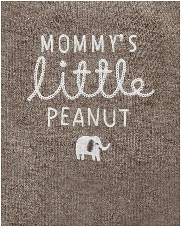 Set 3 piese, Carter's, Mommy's little peanut, bumbac, Maro, 52 cm, nou nascut [2]