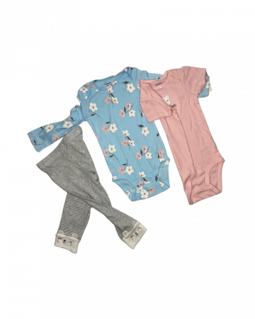 Set 3 piese fete, Carter's, imprimeu floral, urs brodat, bumbac, multicolor, 86 cm, 18 luni [1]
