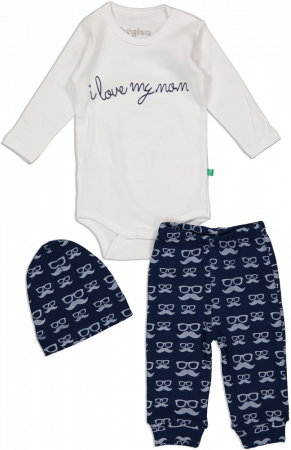 Compleuri copii - Compleu 3 piese baieti, OEM, I love my mom, bumbac,