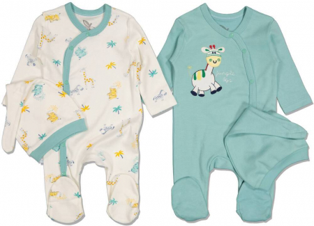 Compleuri copii - Set salopete 4 piese, OEM, animale din savana, bumbac