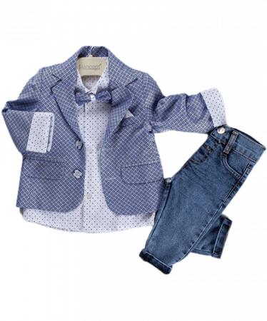 Compleuri copii - Set 4 piese Costum baieti indigo