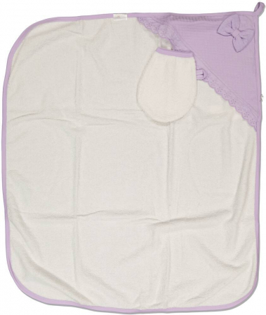 Set de baie prosop si manusa, copii, Mini Zeyn, Bumbac, Lila, 80x90 cm, 1-3 luni [1]