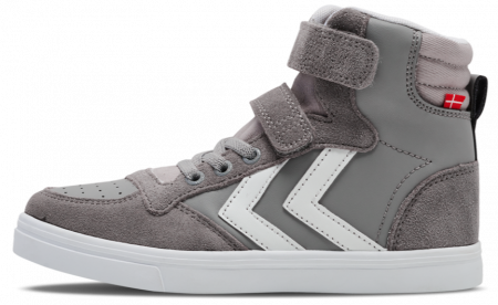Incaltaminte copii - Pantofi sport copii profil inalt din piele si piele intoarsa, Hummel, Slimmer Stadil Leather High Jr,