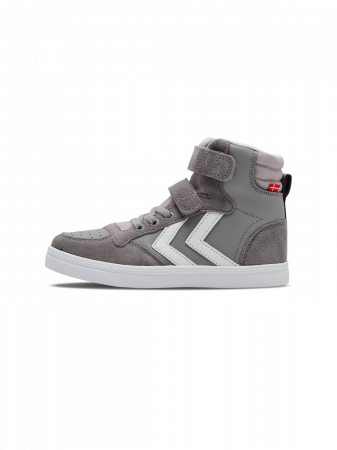 Pantofi sport copii profil inalt din piele si piele intoarsa, Hummel, Slimmer Stadil Leather High Jr, [8]