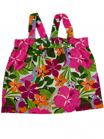 Tricouri copii - Top cu bretele pentru fete, GYMBOREE, Tropical flower, Bumbac,